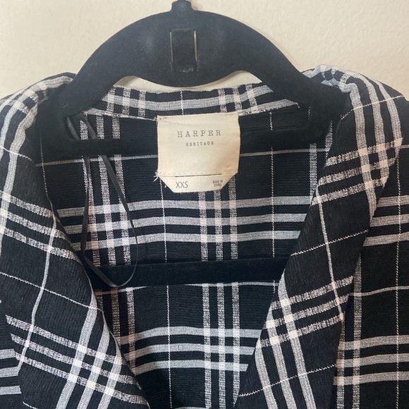 Harper Heritage Plaid  Black & White Short Mini Dress Button Up XXS Fall - Picture 2 of 5